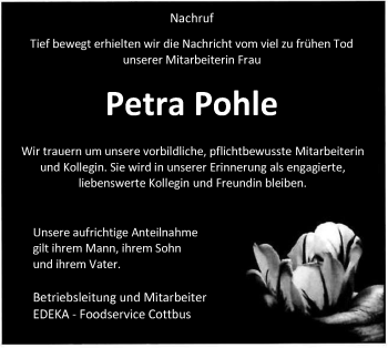 Traueranzeige von Petra Pohle von lausitzer_rundschau
