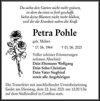 Traueranzeige von Petra Pohle von lausitzer_rundschau