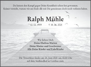 Traueranzeige von Ralph Mühle von lausitzer_rundschau