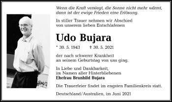 Traueranzeige von Udo Bujara von lausitzer_rundschau