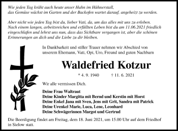 Traueranzeige von Waldefried Kotzur von lausitzer_rundschau