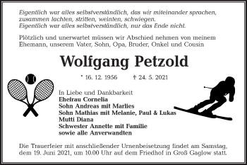 Traueranzeige von Wolfgang Petzold von lausitzer_rundschau