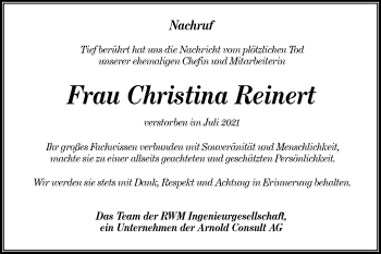 Traueranzeige von Christina Reinert von lausitzer_rundschau