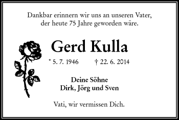 Traueranzeige von Gerd Kulla von lausitzer_rundschau