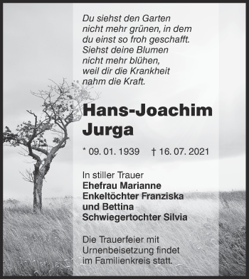 Traueranzeige von Hans-Joachim Jurga von lausitzer_rundschau