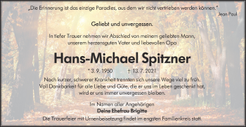 Traueranzeige von Hans-Michael Spitzner von lausitzer_rundschau