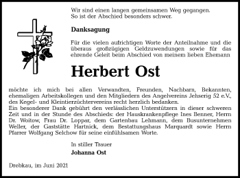 Traueranzeige von Herbert Ost von lausitzer_rundschau