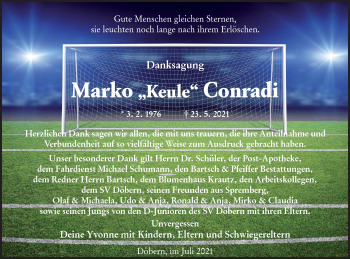 Traueranzeige von Marko Conradi von lausitzer_rundschau