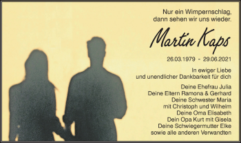 Traueranzeige von Martin Kaps von lausitzer_rundschau