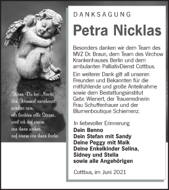 Traueranzeige von Petra Nicklas von lausitzer_rundschau