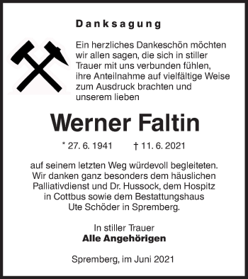 Traueranzeige von Werner Faltin von lausitzer_rundschau