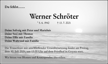 Traueranzeige von Werner Schröter von lausitzer_rundschau