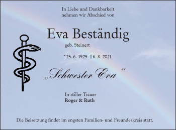 Traueranzeige von Eva Beständig von lausitzer_rundschau