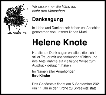 Traueranzeige von Helene Knote von lausitzer_rundschau
