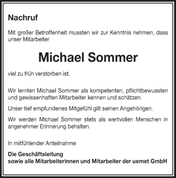 Traueranzeige von Michael Sommer von lausitzer_rundschau