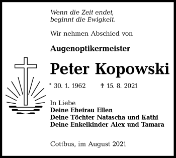 Traueranzeige von Peter Kopowski von lausitzer_rundschau