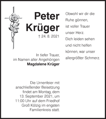 Traueranzeige von Peter Krüger von lausitzer_rundschau
