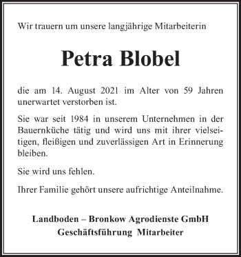 Traueranzeige von Petra Blobel von lausitzer_rundschau