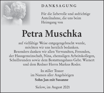 Traueranzeige von Petra Muschka von lausitzer_rundschau