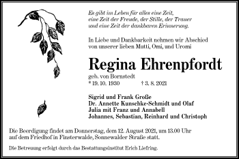Traueranzeige von Regina Ehrenpfordt von lausitzer_rundschau