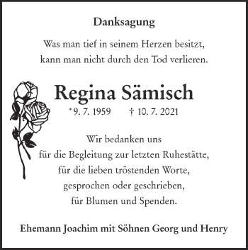 Traueranzeige von Regina Sämisch von lausitzer_rundschau