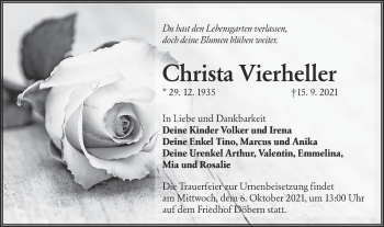 Traueranzeige von Christa Vierheller von lausitzer_rundschau