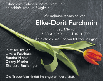 Traueranzeige von Elke-Dorit Farchmin von lausitzer_rundschau