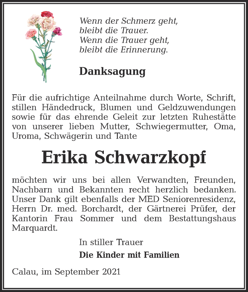  Traueranzeige für Erika Schwarzkopf vom 04.09.2021 aus lausitzer_rundschau