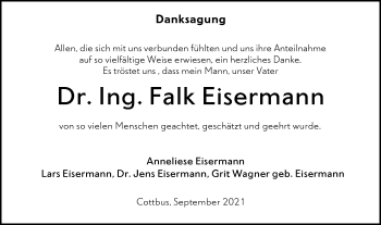 Traueranzeige von Falk Eisermann von lausitzer_rundschau