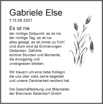 Traueranzeige von Gabriele Else von lausitzer_rundschau