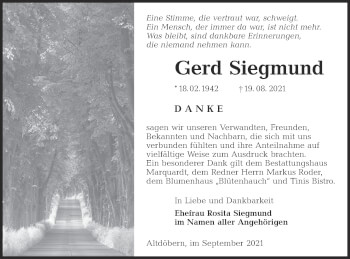 Traueranzeige von Gerd Siegmund von lausitzer_rundschau