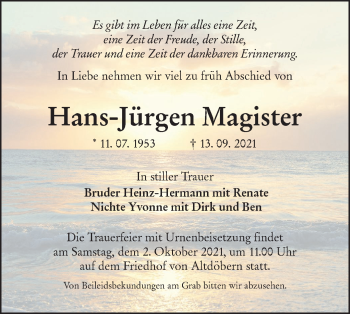 Traueranzeige von Hans-Jürgen Magister von lausitzer_rundschau