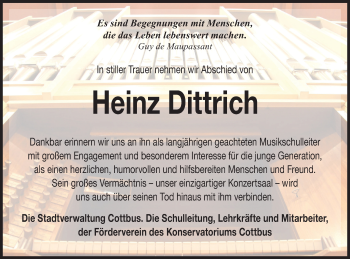 Traueranzeige von Heinz Dittrich von lausitzer_rundschau