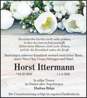 Traueranzeige von Horst Ittermann von lausitzer_rundschau