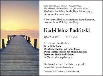 Traueranzeige von Karl-Heinz Pudritzki von lausitzer_rundschau