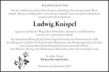 Traueranzeige von Ludwig Knispel von lausitzer_rundschau