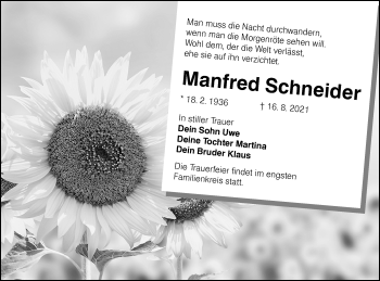 Traueranzeige von Manfred Schneider von lausitzer_rundschau