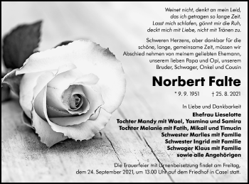 Traueranzeige von Norbert Falte von lausitzer_rundschau