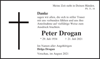 Traueranzeige von Peter Drogan von lausitzer_rundschau