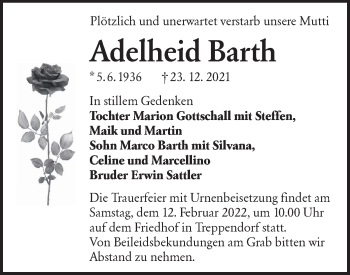 Traueranzeige von Adelheid Barth von lausitzer_rundschau