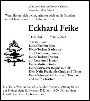 Traueranzeige von Eckhard Feike von lausitzer_rundschau
