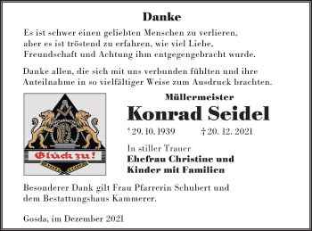 Traueranzeige von Konrad Seidel von lausitzer_rundschau