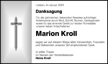 Traueranzeige von Marion Kroll von lausitzer_rundschau