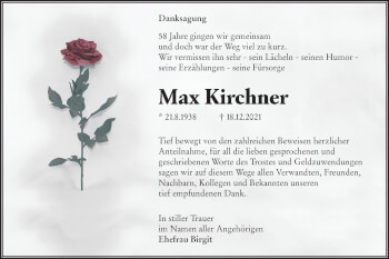 Traueranzeige von Max Kirchner von lausitzer_rundschau