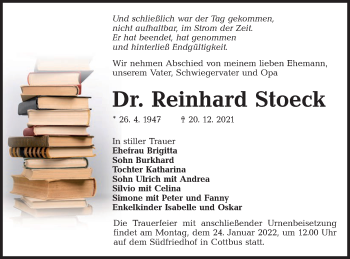 Traueranzeige von Reinhard Stoeck von lausitzer_rundschau