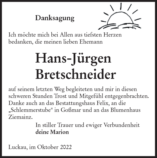 Traueranzeige von Hans-Jürgen Bretschneider von lausitzer_rundschau