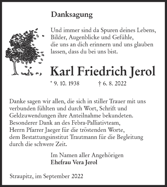Traueranzeige von Karl Friedrich Jerol von lausitzer_rundschau
