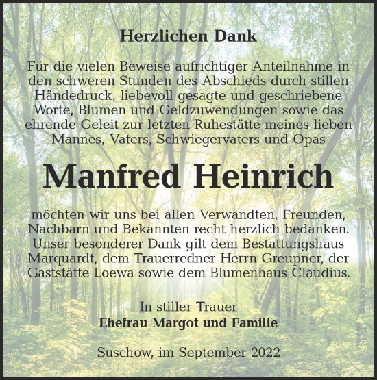 Traueranzeige von Manfred Heinrich von lausitzer_rundschau