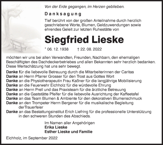Traueranzeige von Siegfried Lieske von lausitzer_rundschau
