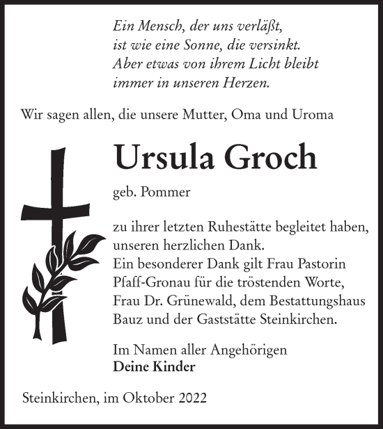 Traueranzeige von Ursula Groch von lausitzer_rundschau